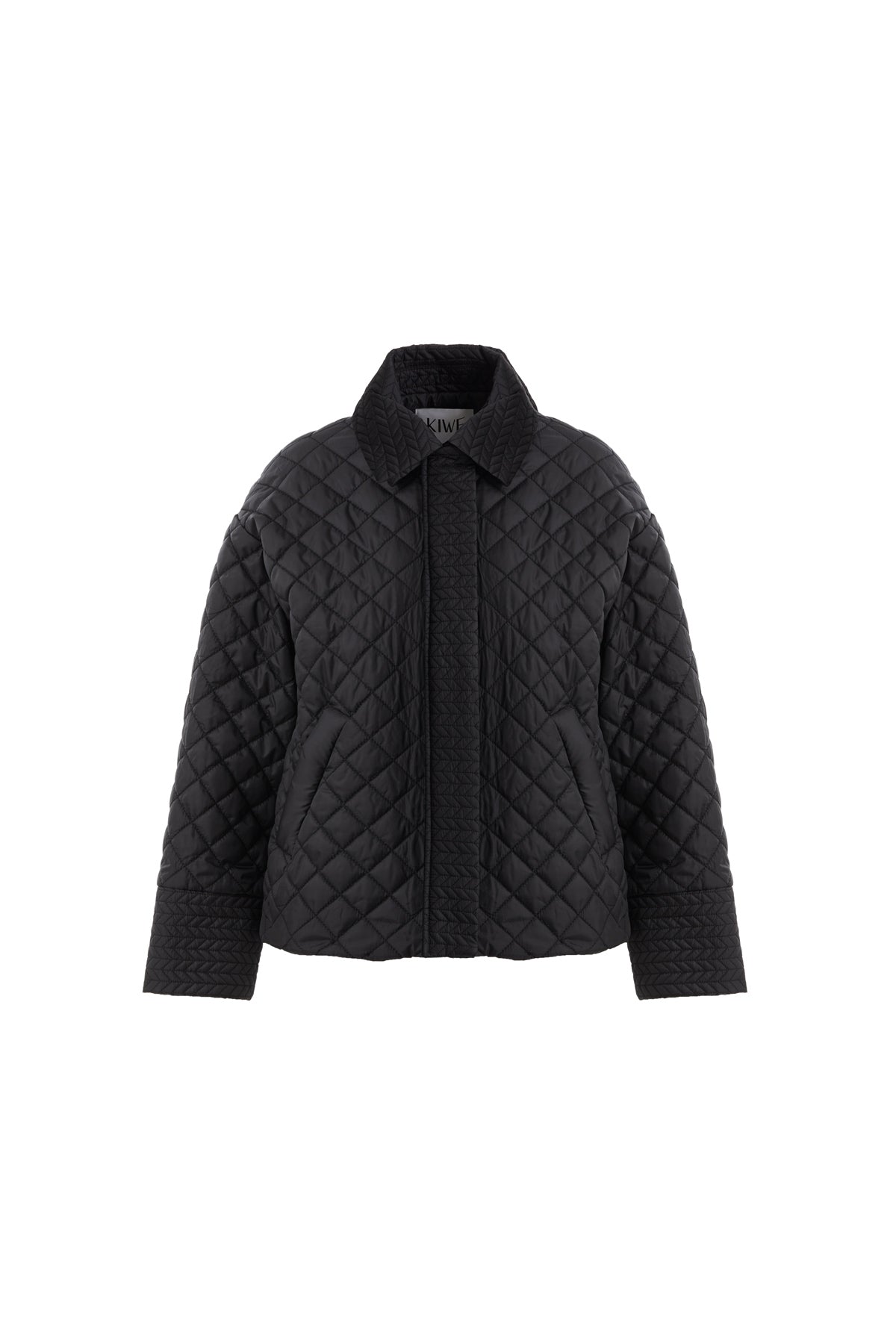 Black Quilted Jacket with Zip-Up Closure