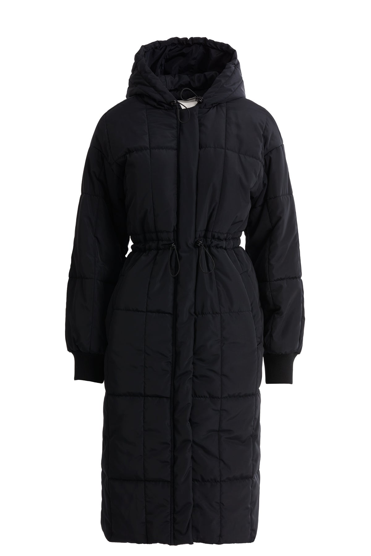 Black Long Quilted Pocket Coat