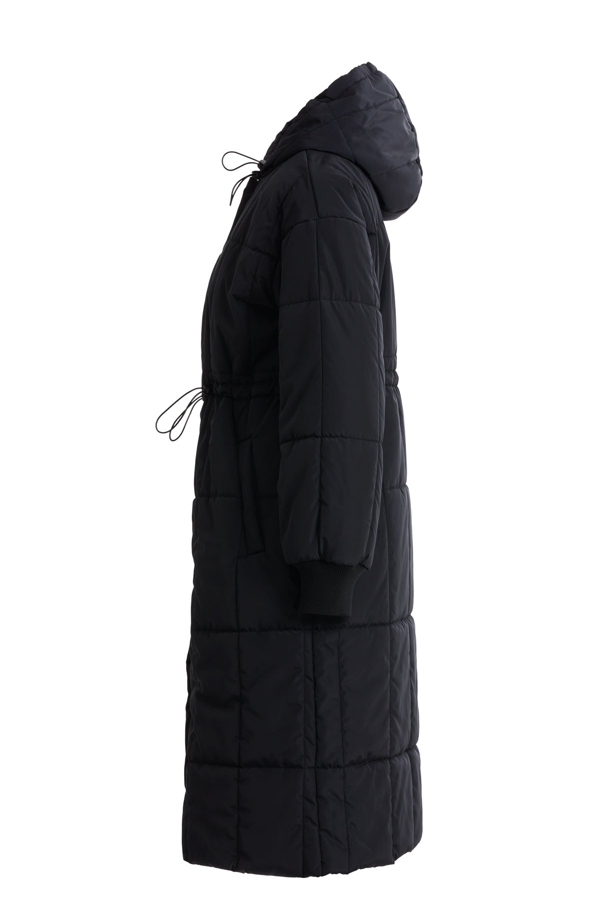 Black Long Quilted Pocket Coat