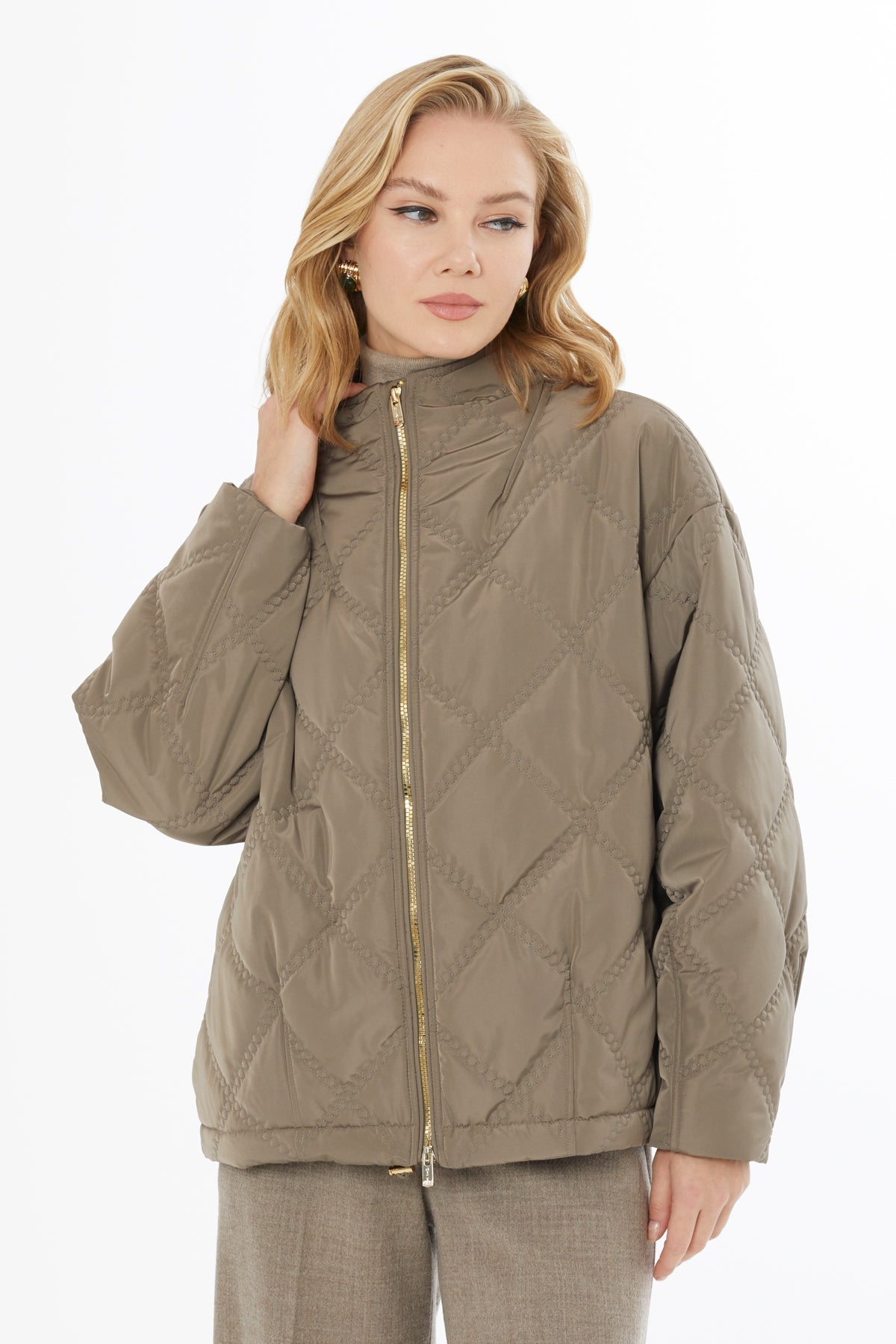 Brown Lined Quilted Coat