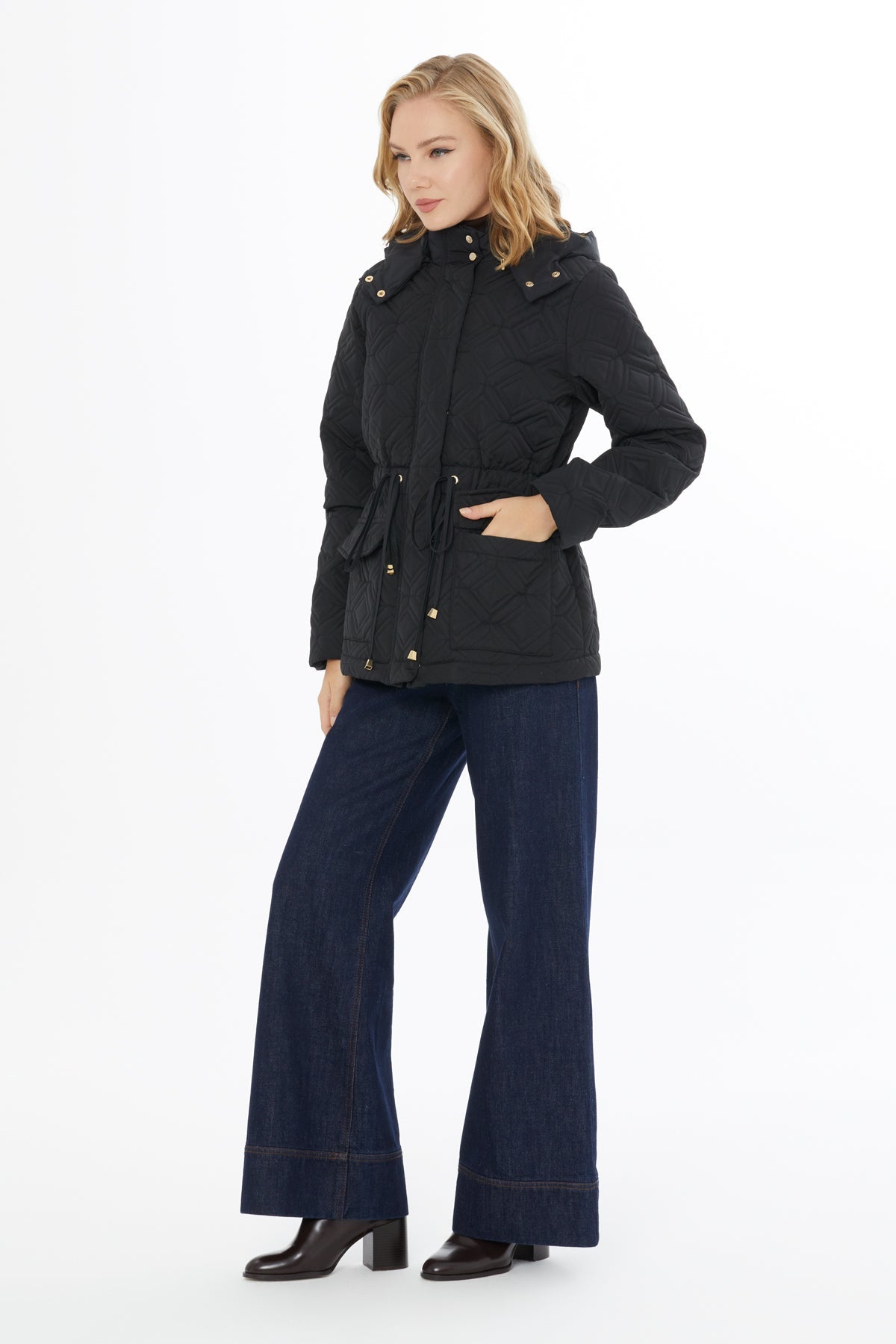 Black Jacket with Drawstring Waist