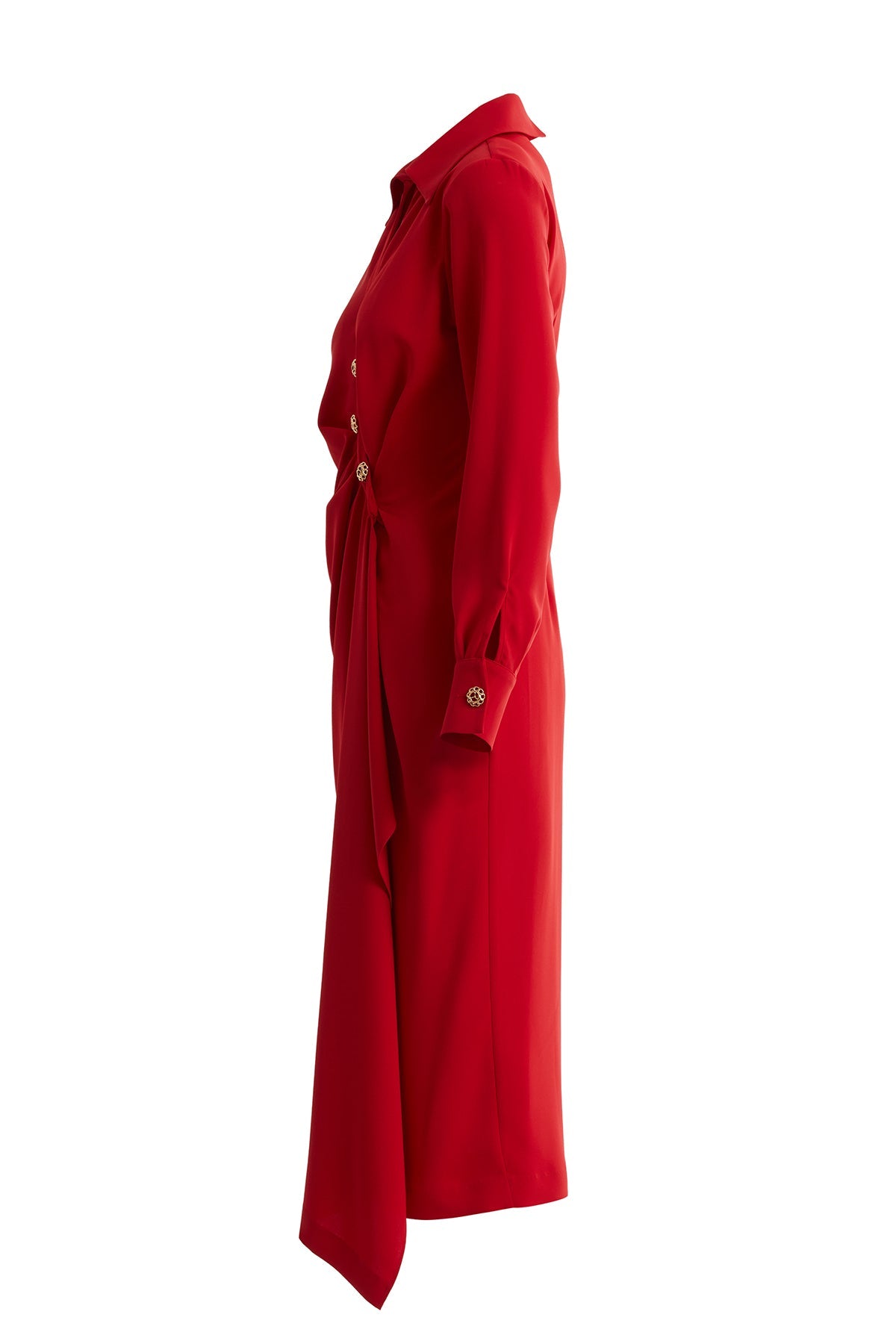 Burgundy Button-Front Midi Dress