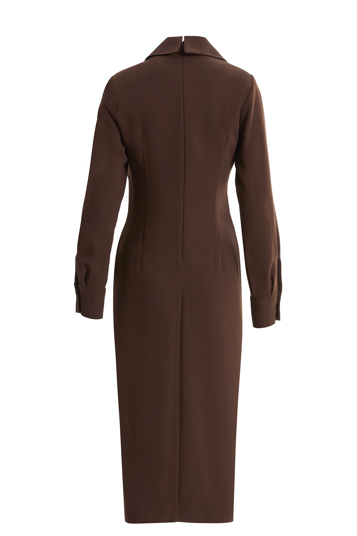 Brown Button-Front Midi Dress