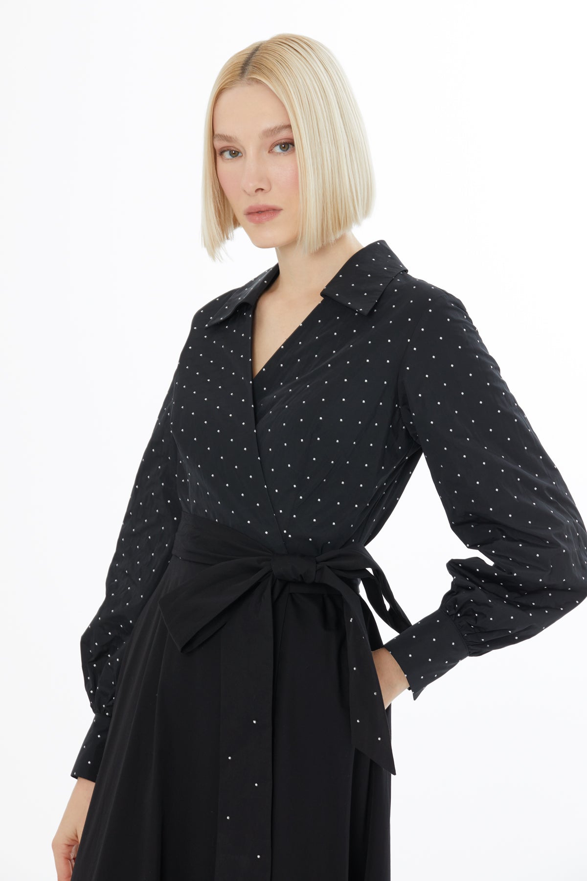 Balloon Sleeve Black Long Dress