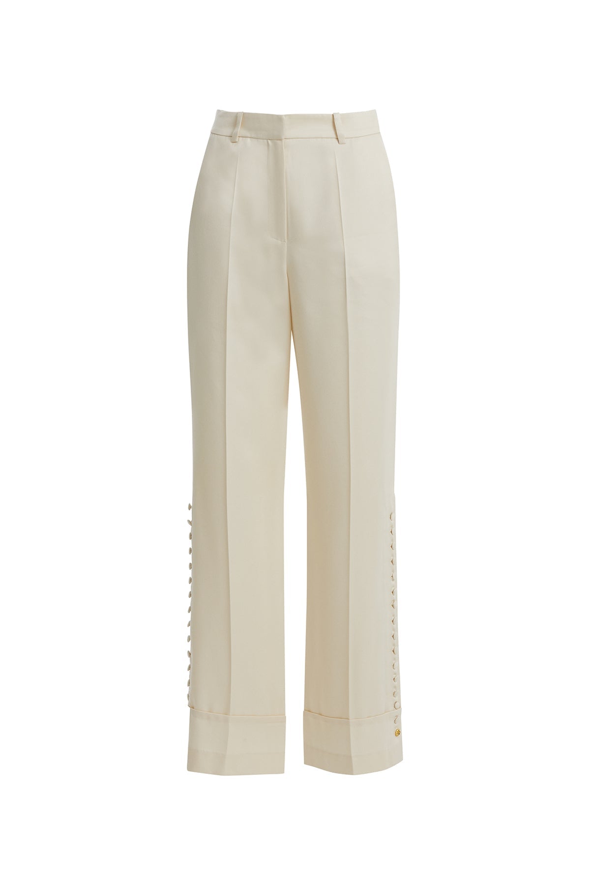 Ecru Tie-Waist Embroidered Patterned Trousers