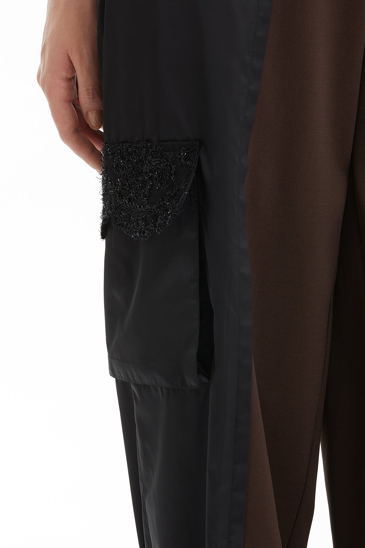Brown Contrast Technical Fabric Trousers