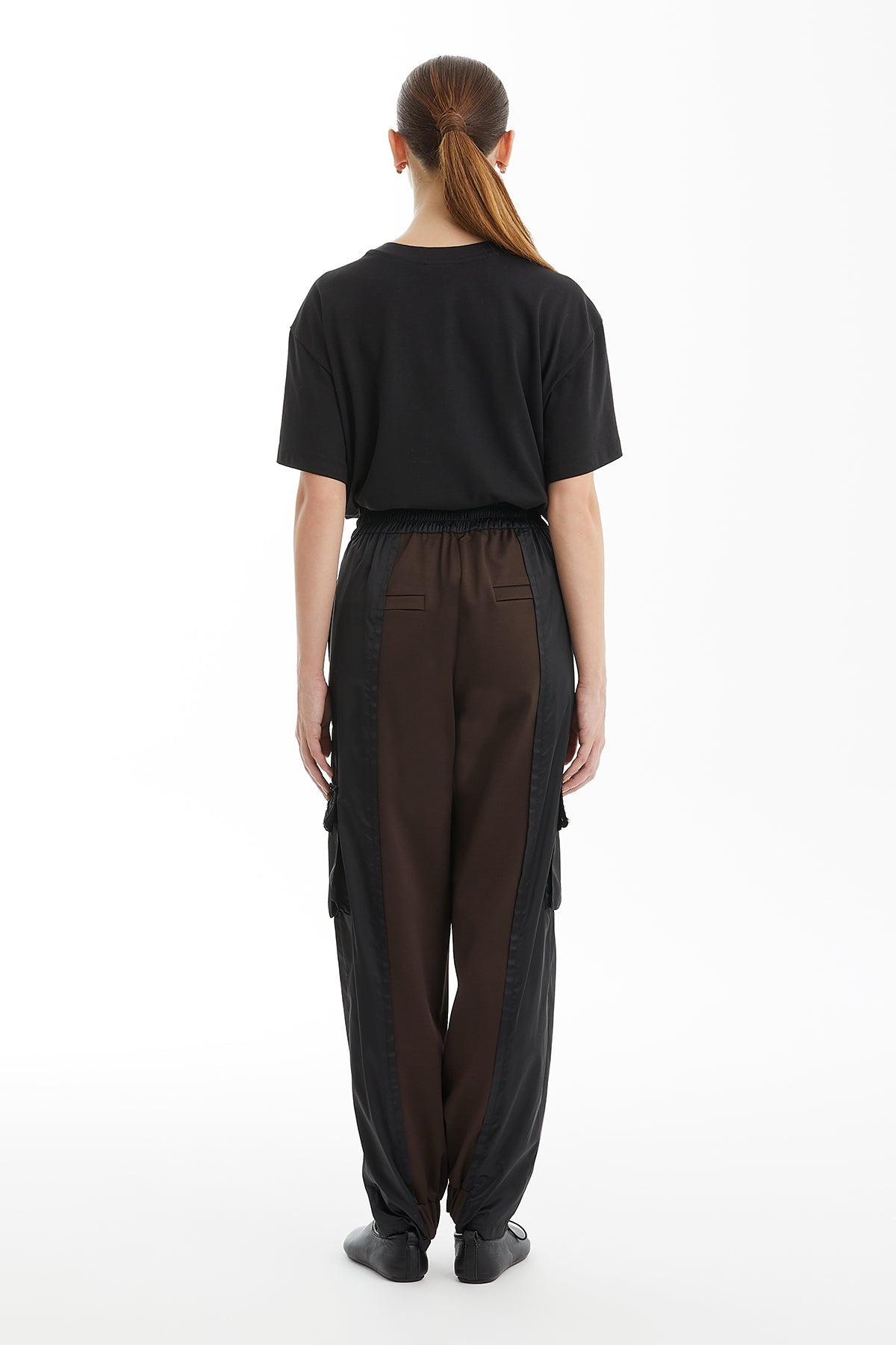 Brown Contrast Technical Fabric Trousers