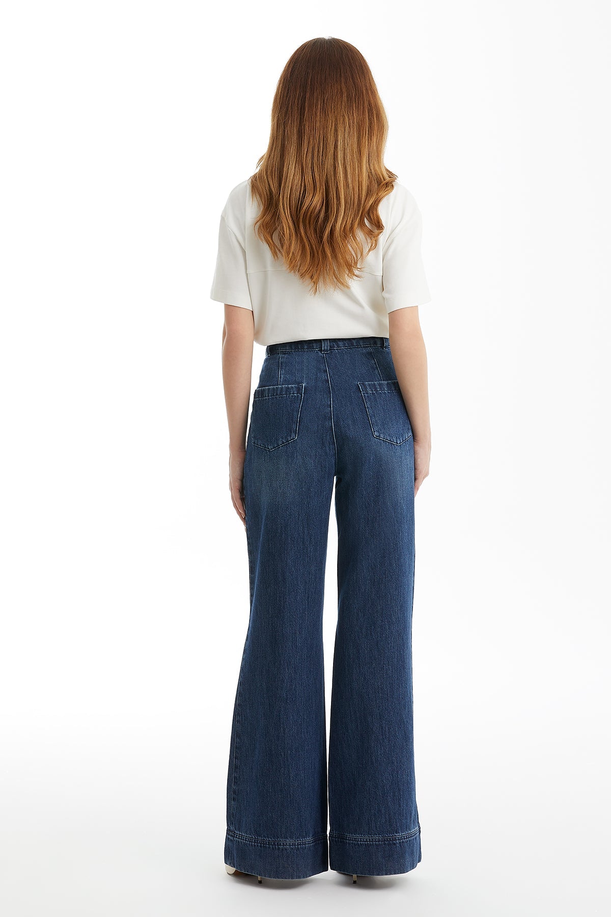 Blue Crystal-Stripe Denim Pants