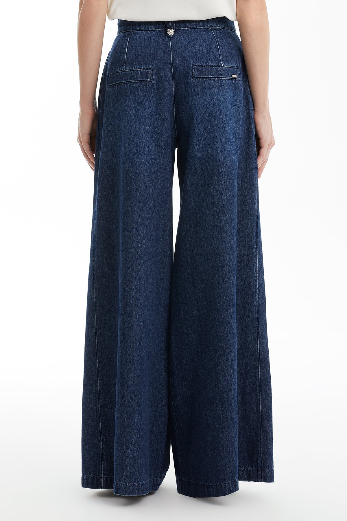 Blue Wide-Leg Denim Pants