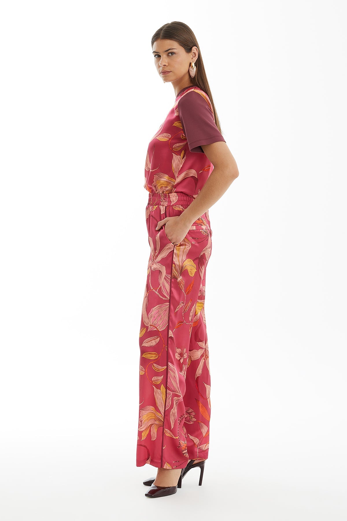 Patterned Ruched Pants