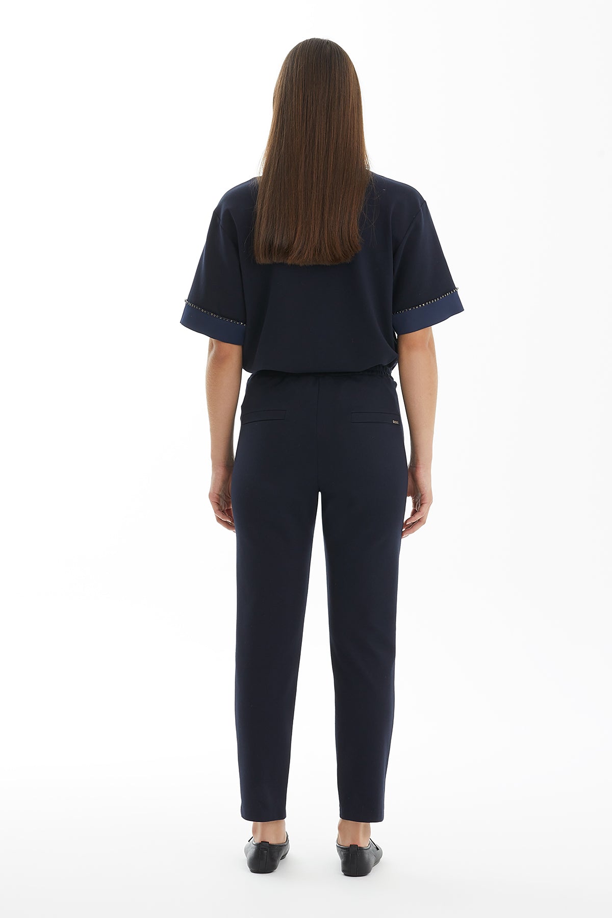 Dark Navy Straight-Leg Track Pants