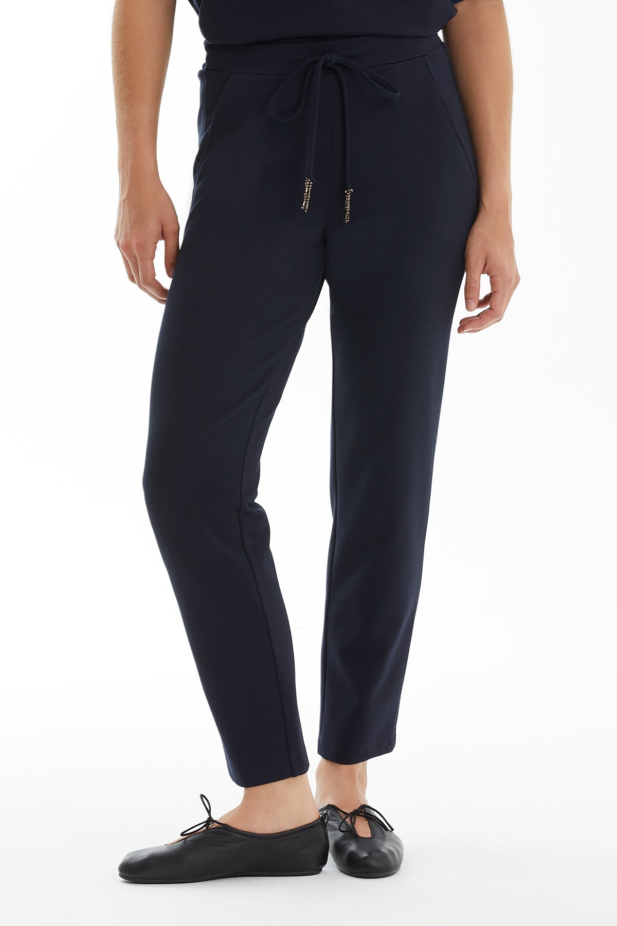 Dark Navy Straight-Leg Track Pants