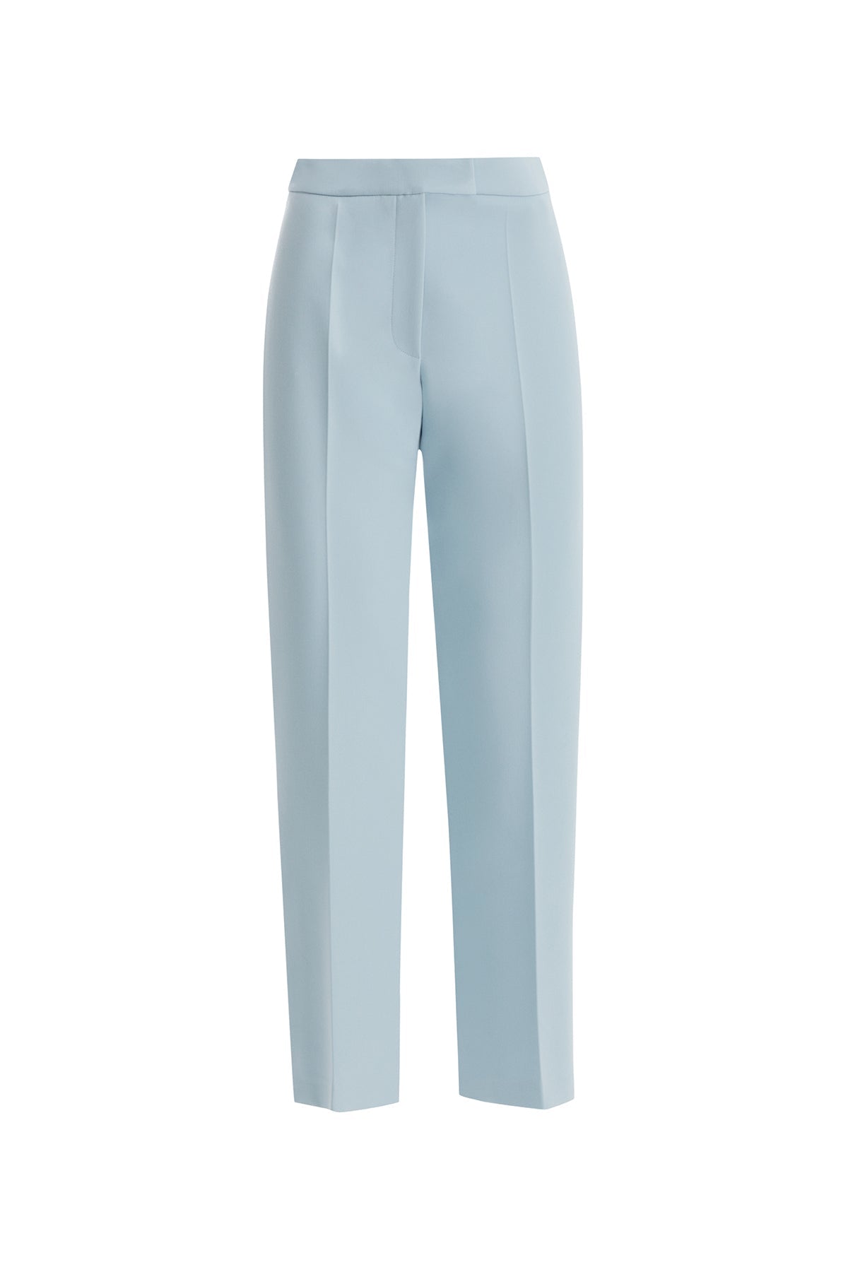 Blue Straight-Leg Hook-Closure Pants