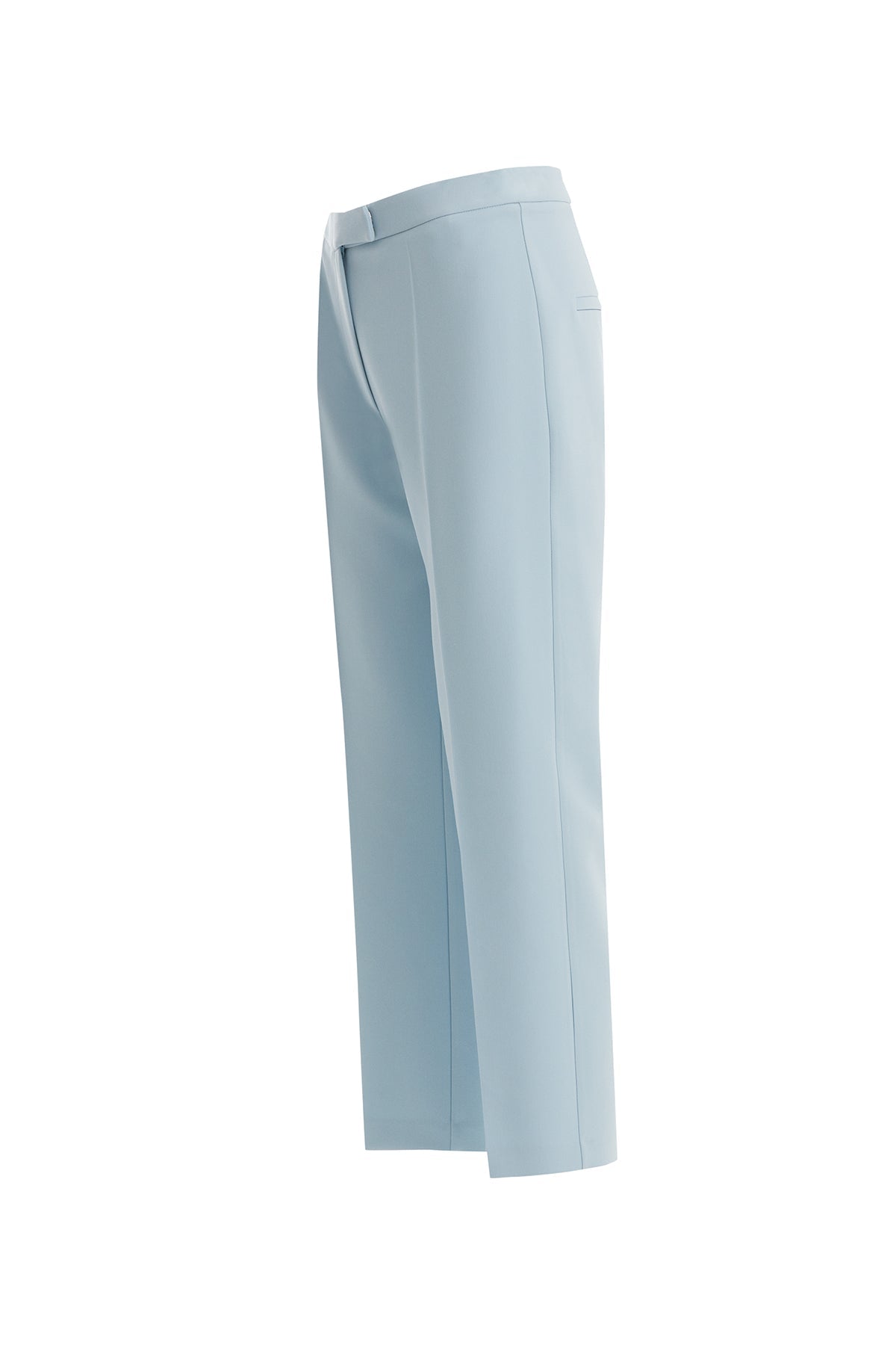 Blue Straight-Leg Hook-Closure Pants