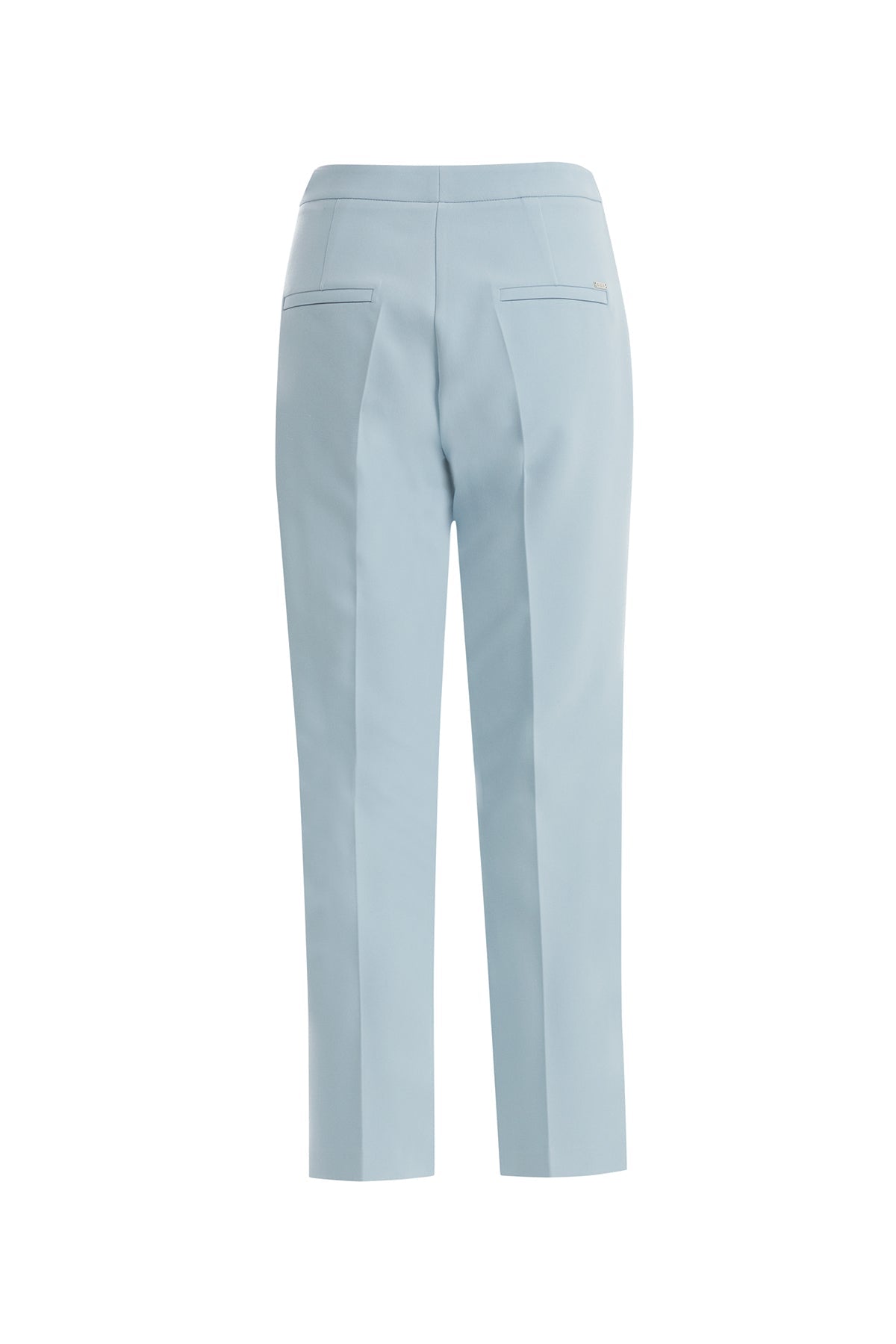 Blue Straight-Leg Hook-Closure Pants