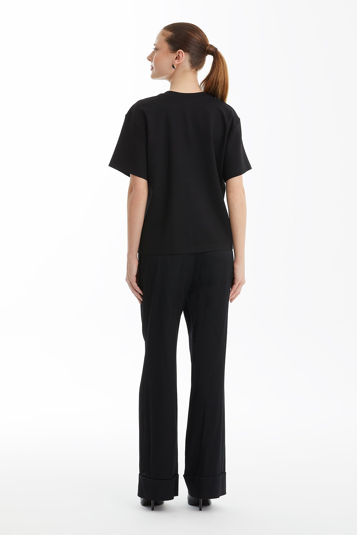 Black Beaded Crew Neck T-Shirt
