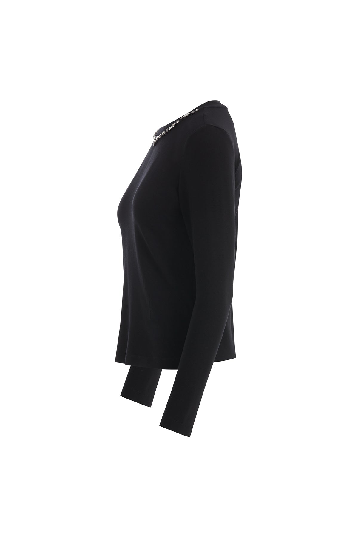 Black Brooch-Collar Shirt