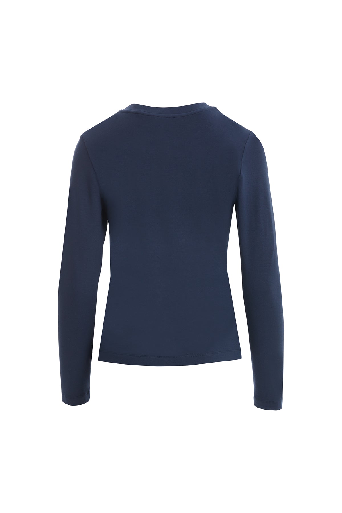 Dark Navy Long-Sleeve Crystal-Collar Blouse