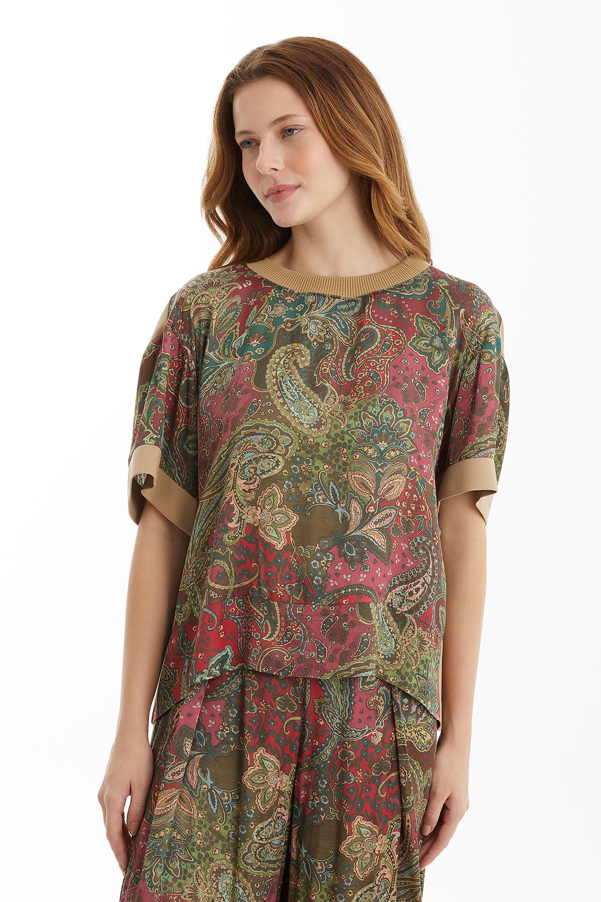 Patterned Front and Sleeve T-Shirt