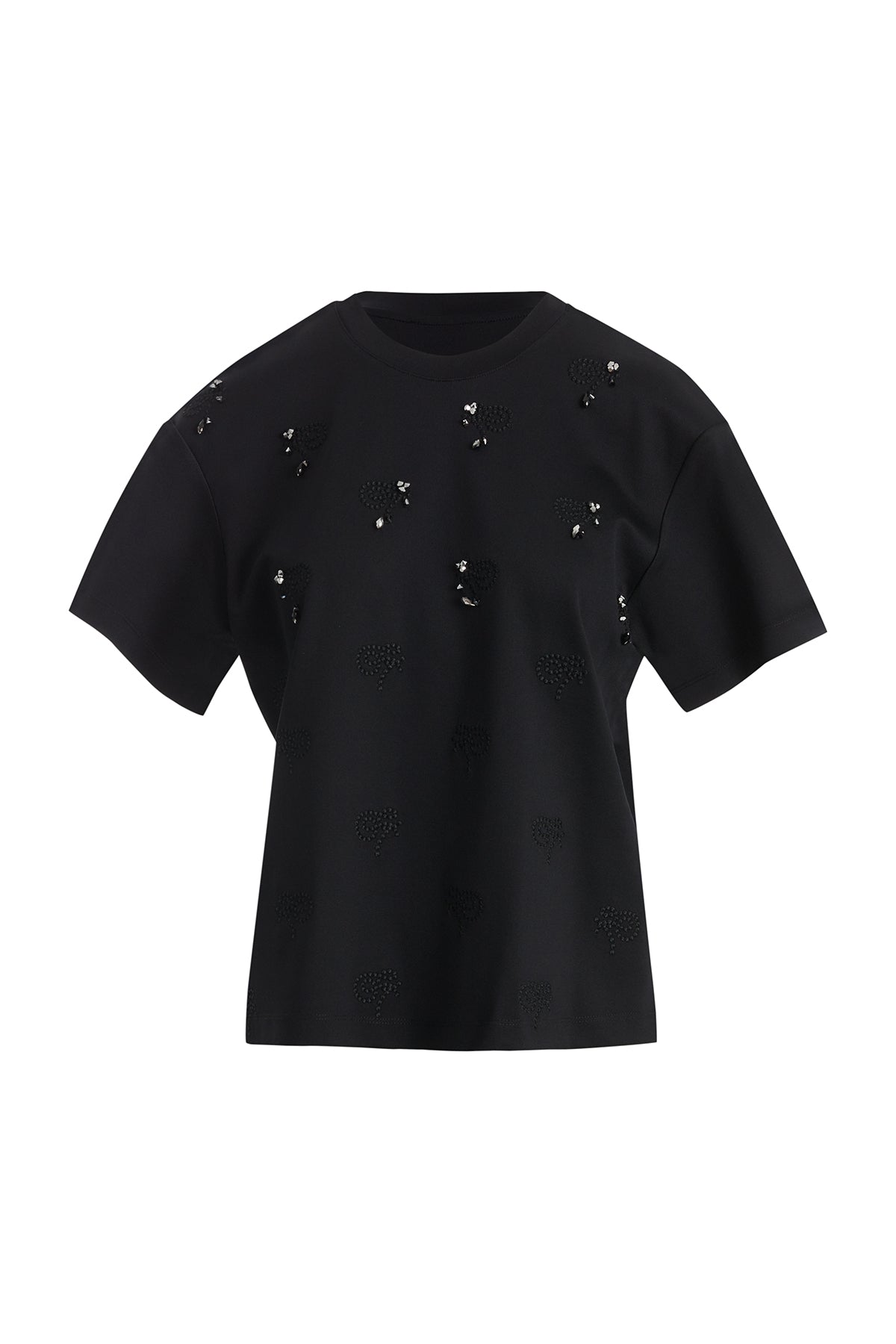 Black Raised Embroidery T-Shirt