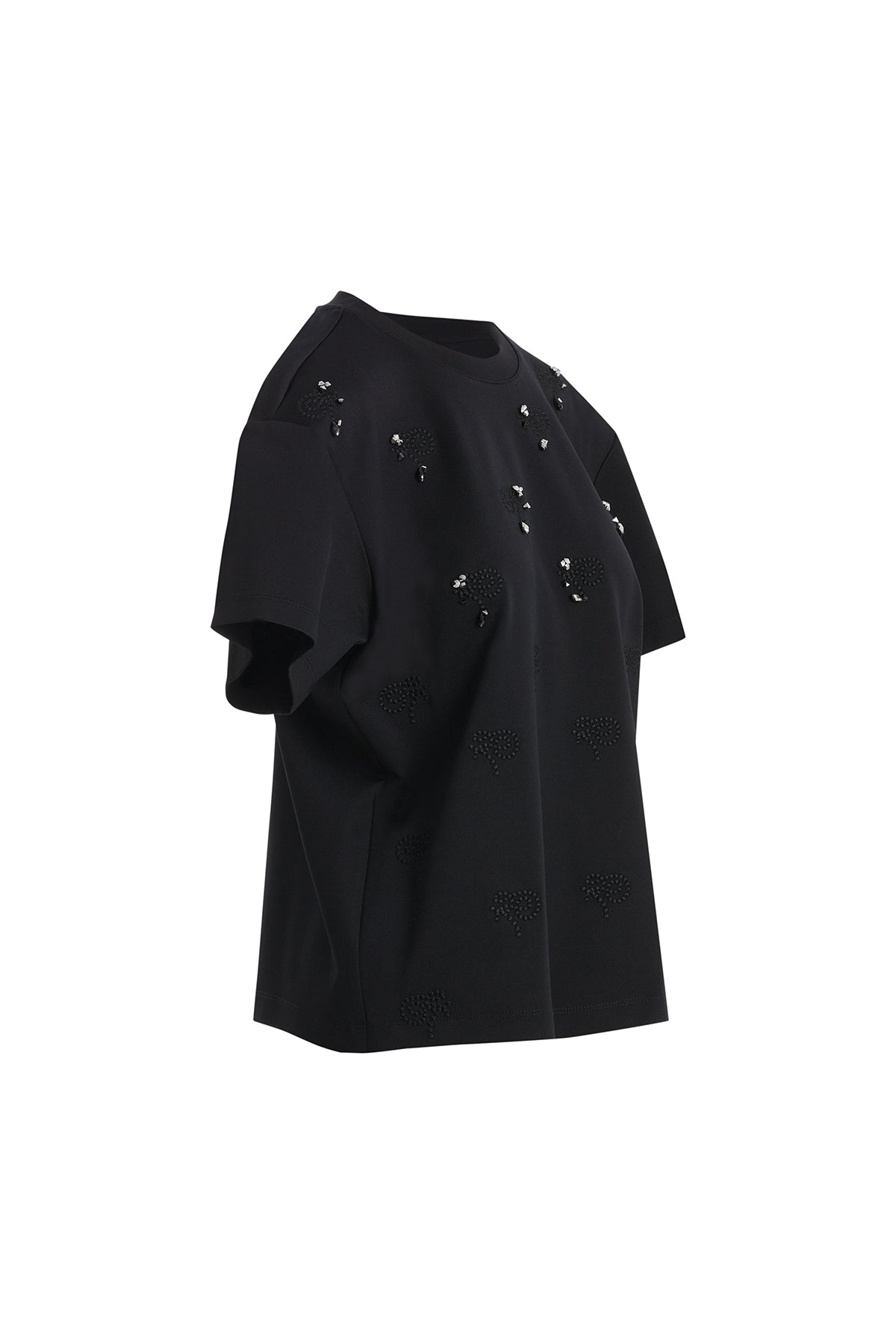 Black Raised Embroidery T-Shirt