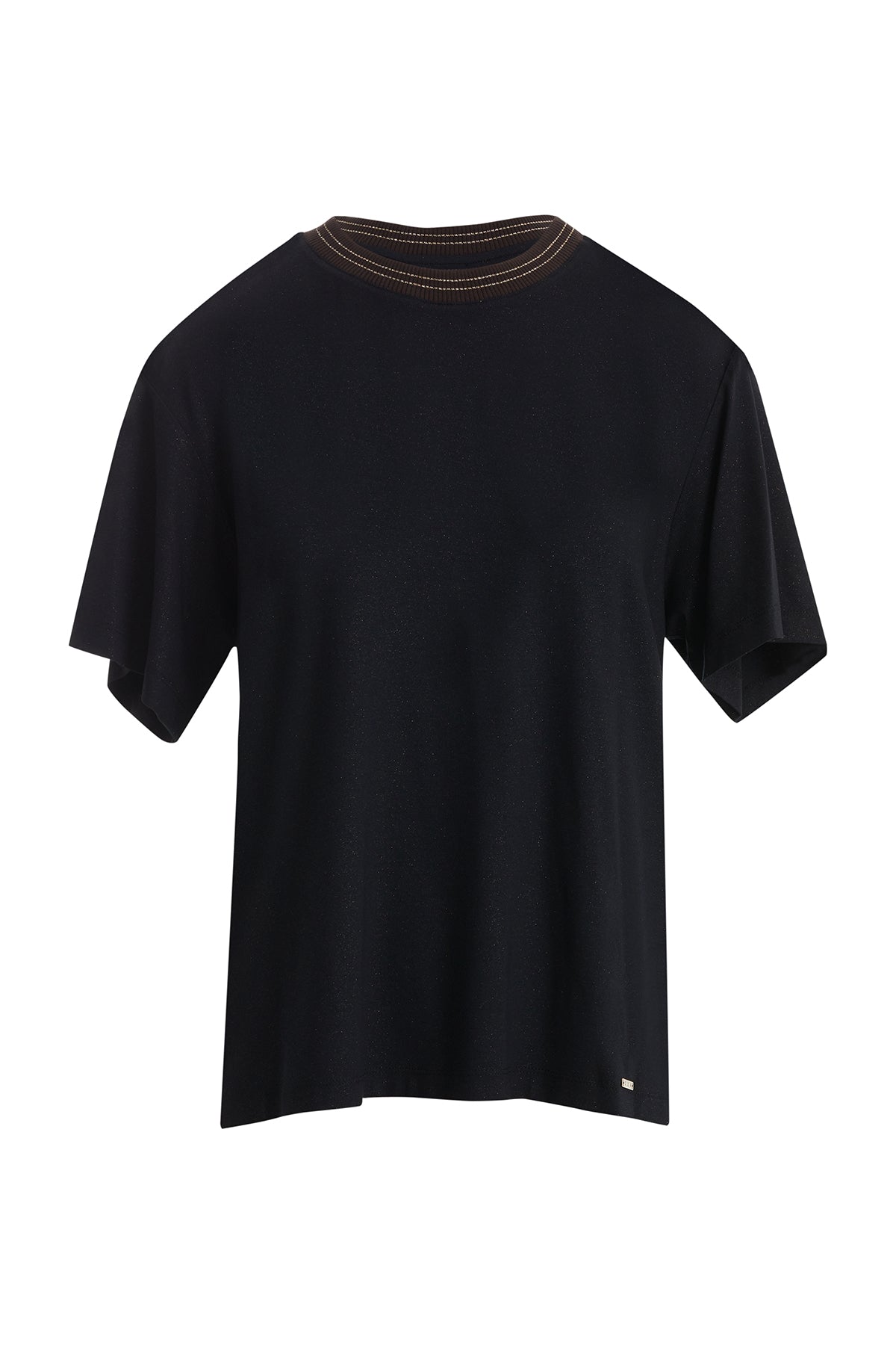 Lustrous T-Shirt with Knit Collar