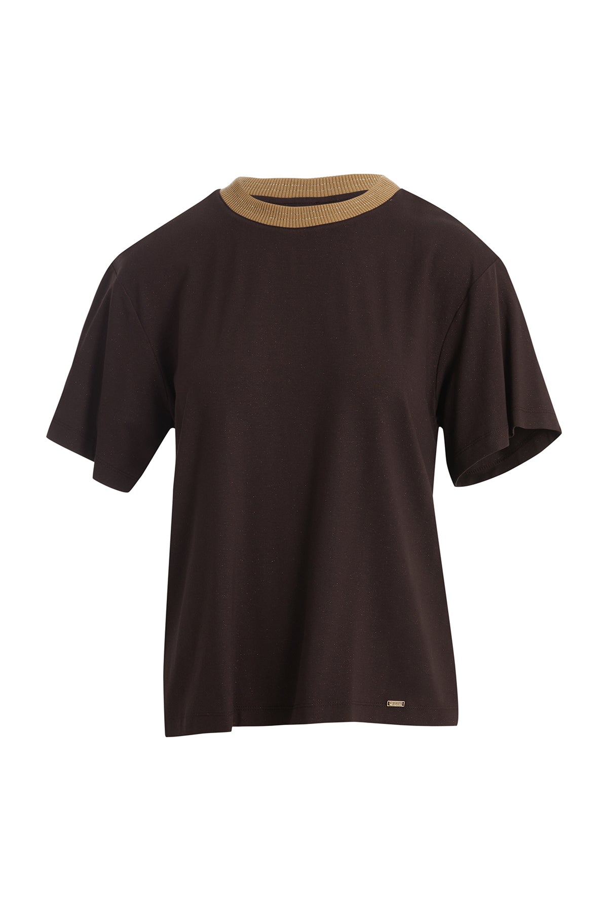 Lustrous T-Shirt with Knit Collar