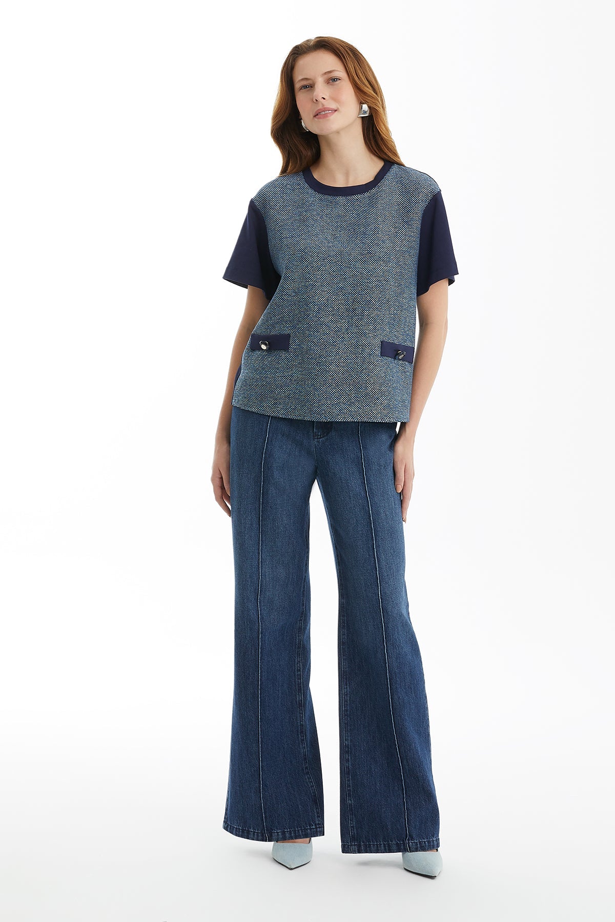 Dark Navy Button-Detail T-Shirt