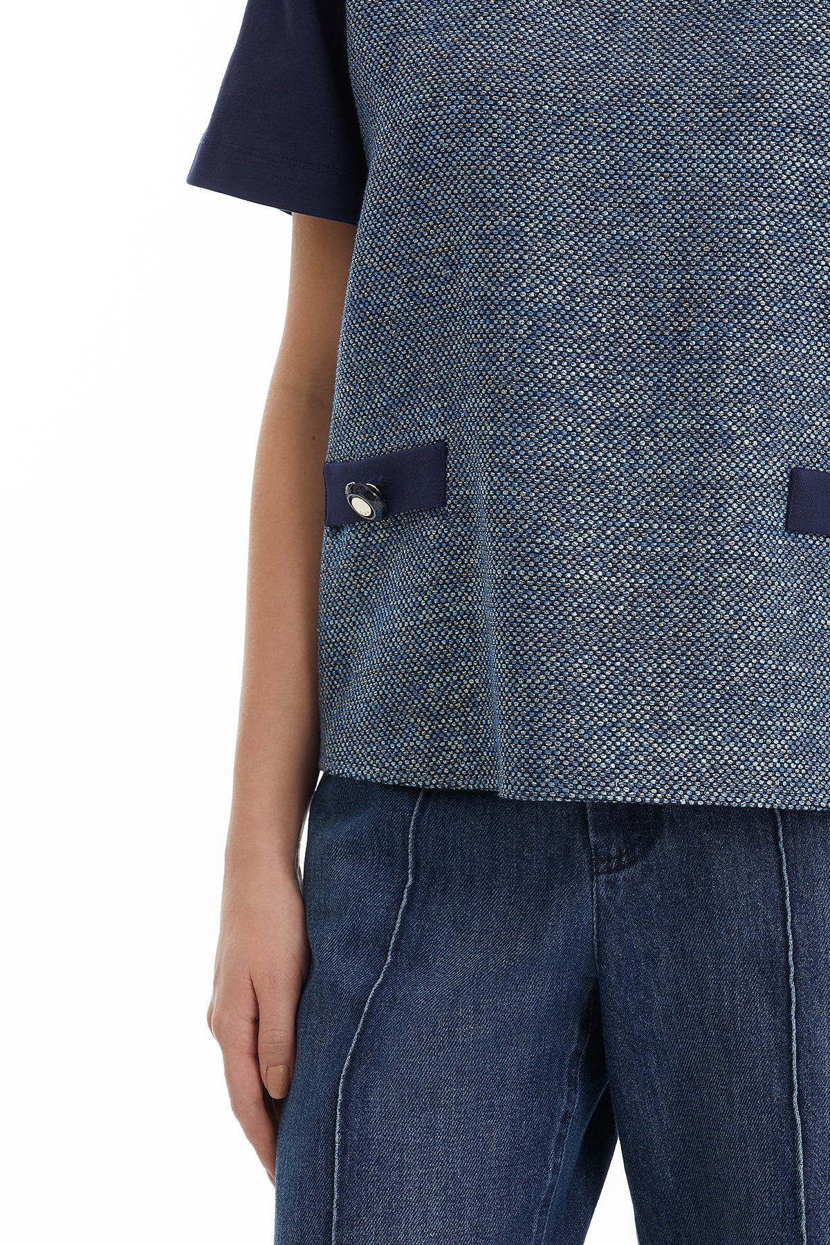 Dark Navy Button-Detail T-Shirt