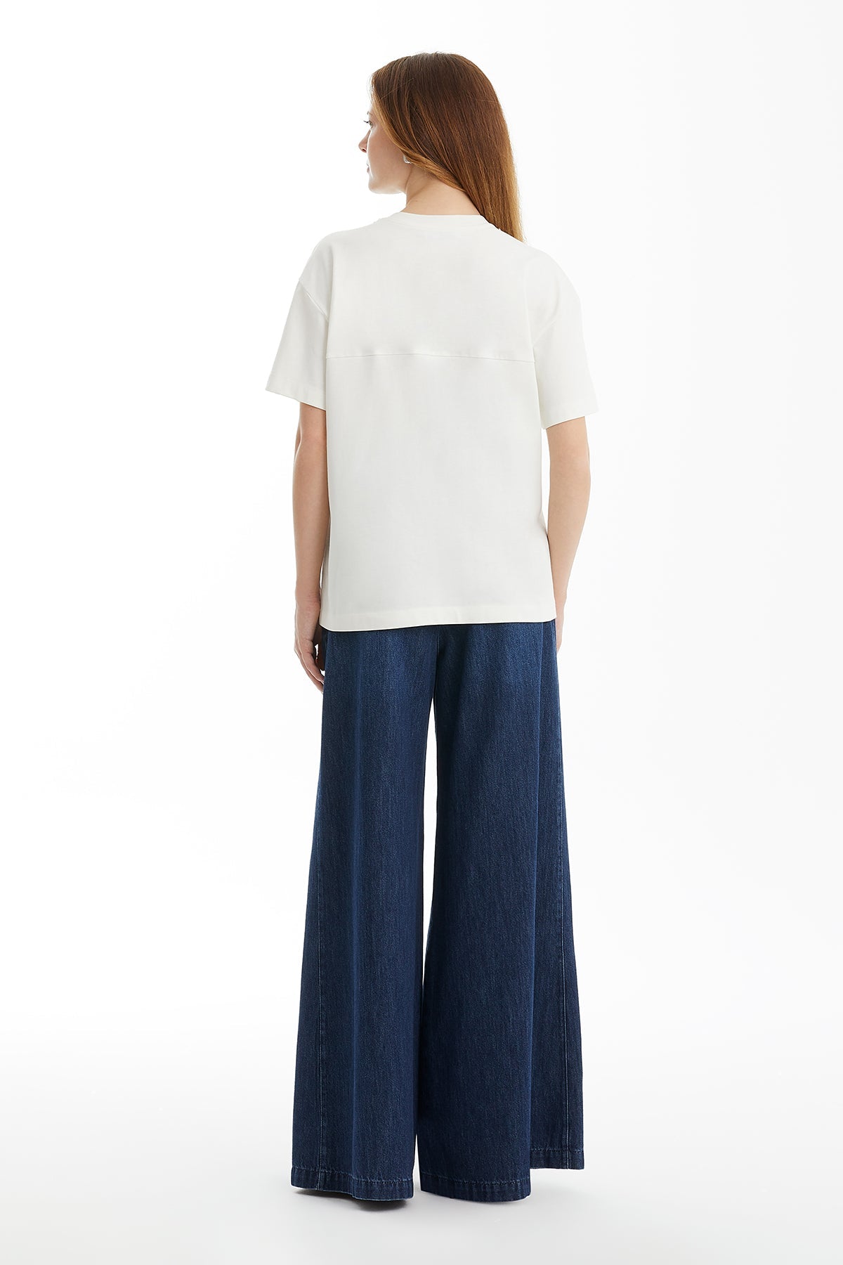 Ecru Stone-Trim Detail T-Shirt