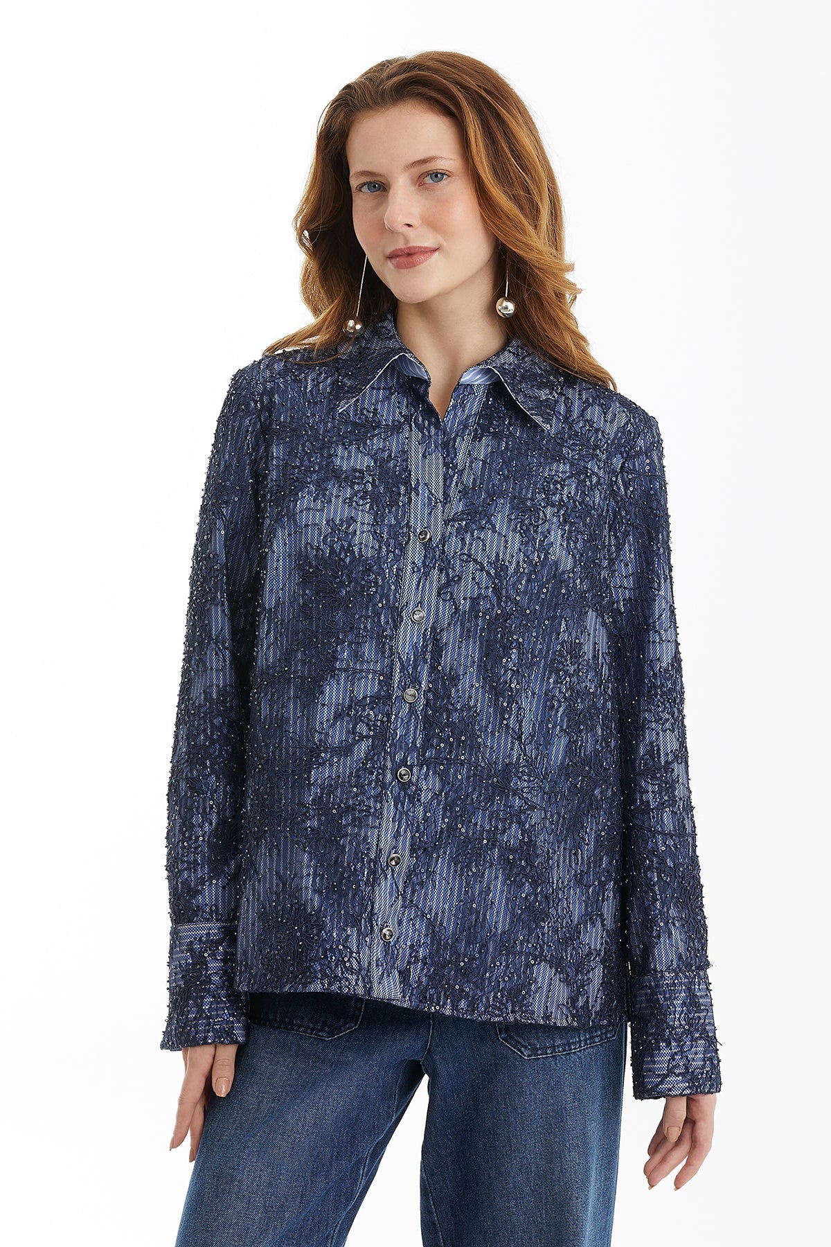 Dark Navy Double-Layer Fabric Shirt