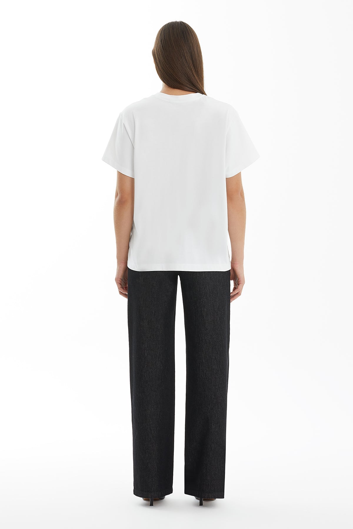 White Stone Print Detail T-Shirt