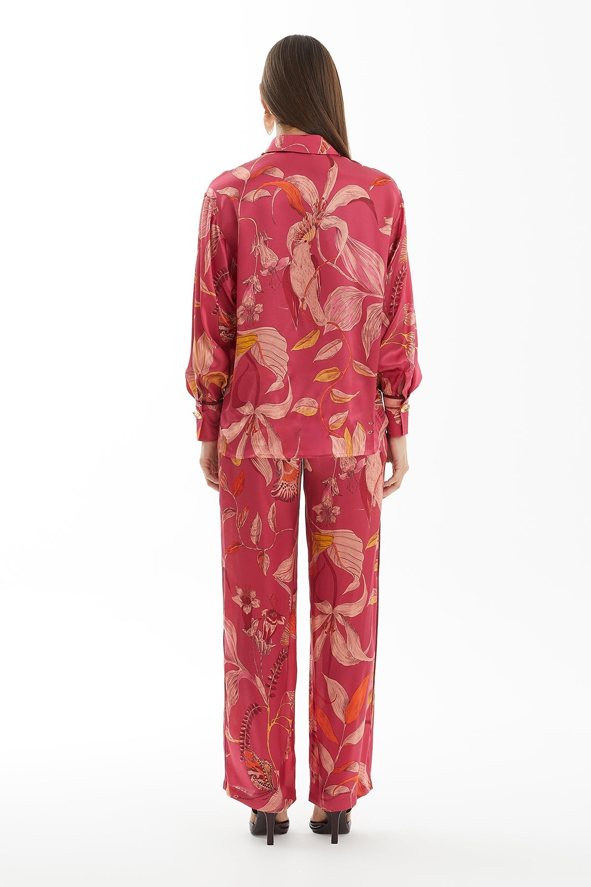 Belted Embroidered Balloon-Sleeve Shirt