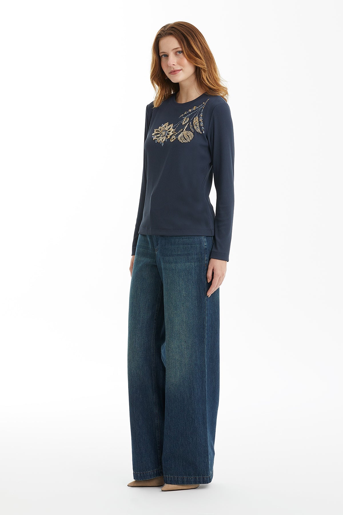 Blue Embroidered Blouse