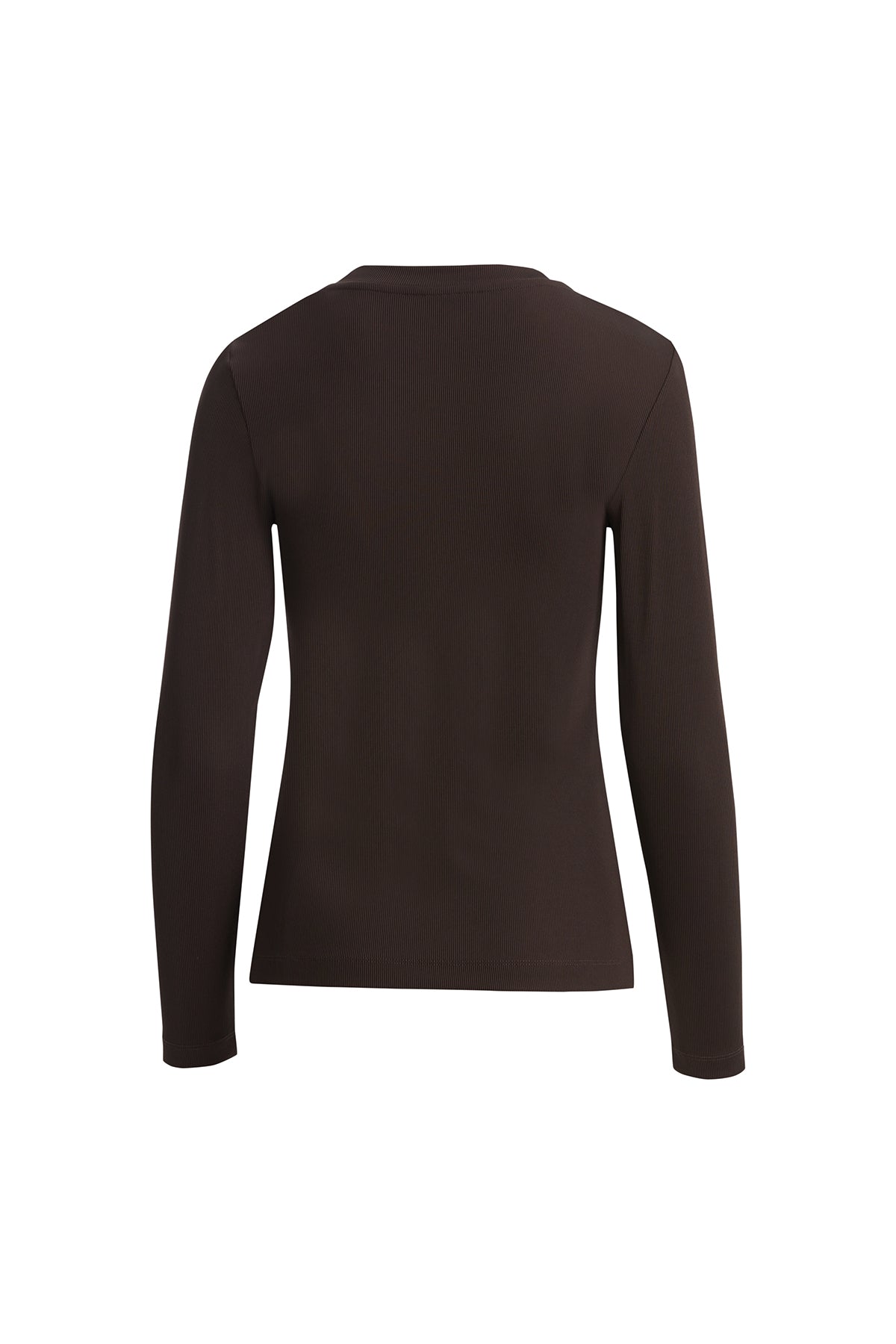 Brown Long-Sleeve Blouse with Embroidered Collar