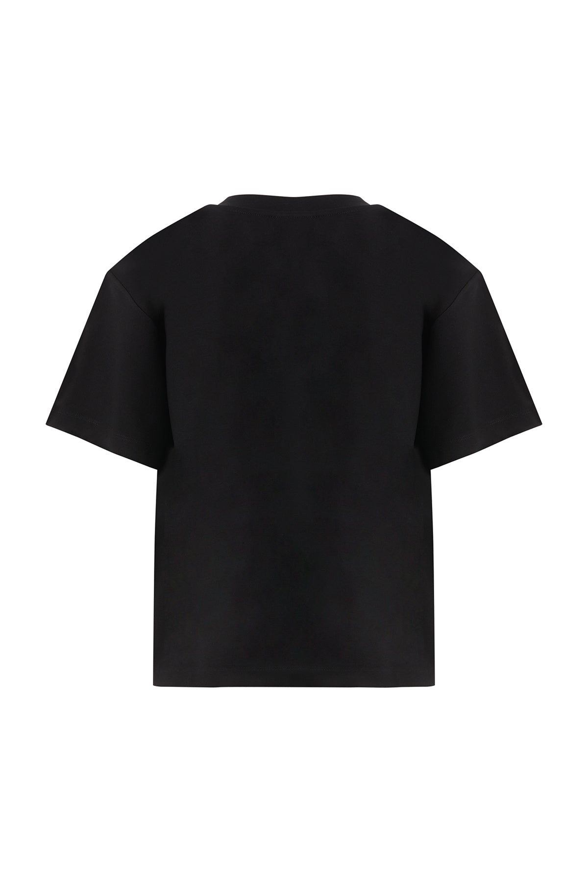 Black T-Shirt with Shoulder Appliqué Detail