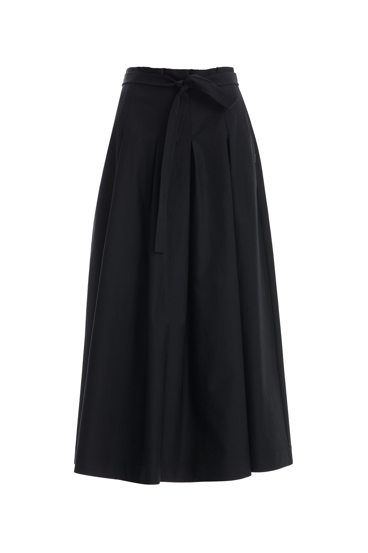 Black Logo Midi Skirt with Detachable Sash