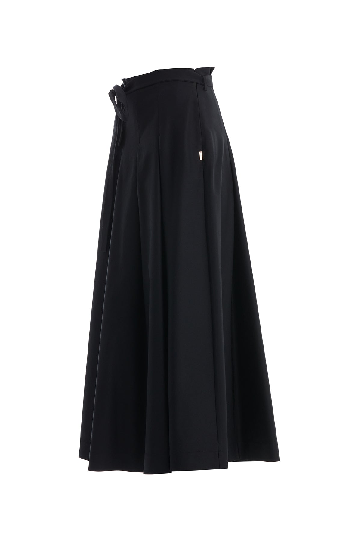 Black Logo Midi Skirt with Detachable Sash