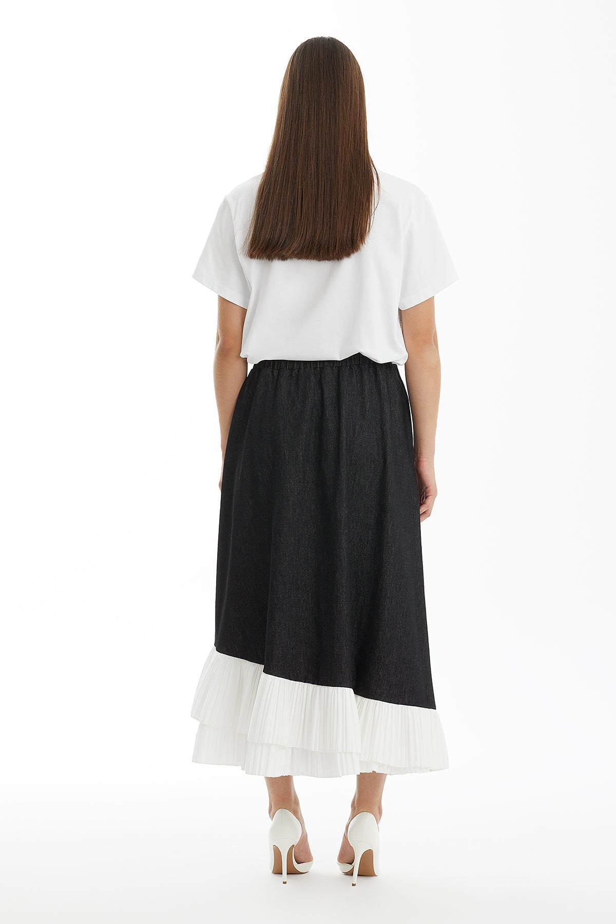 Black Ruffle Detail Maxi Skirt