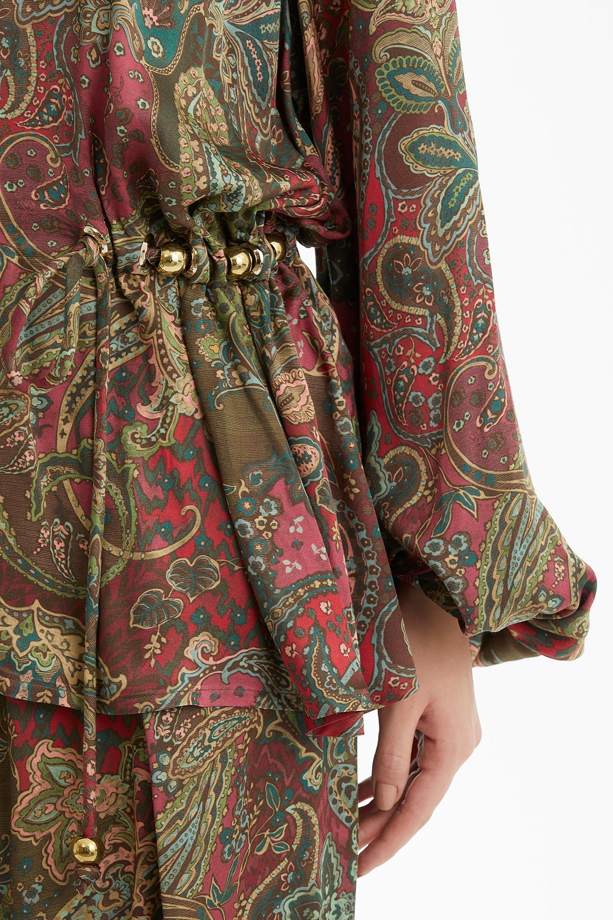 Patterned Jacket with Eyelet and Bead Detail