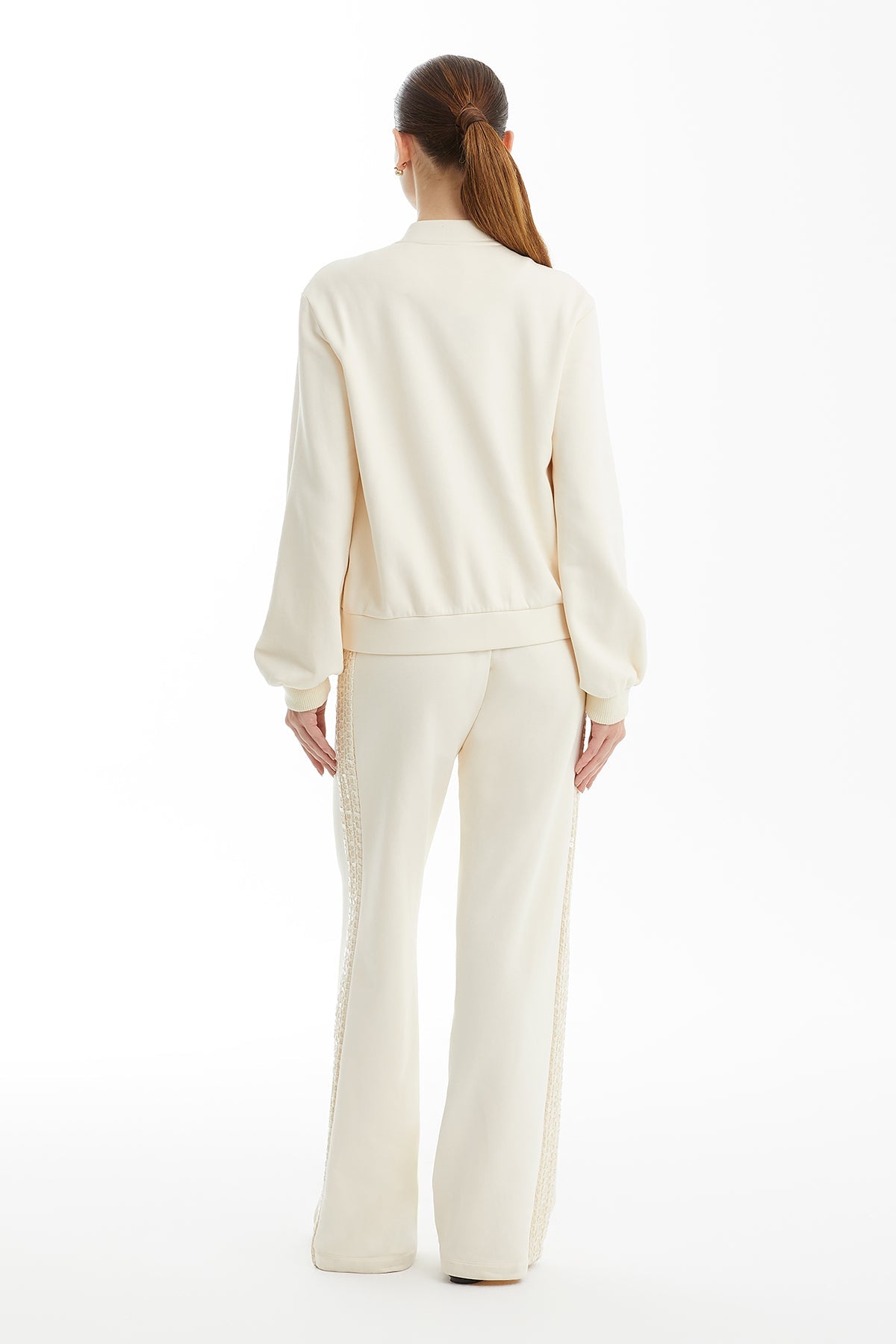 Ecru Sequin-Detail Knitted Jacket