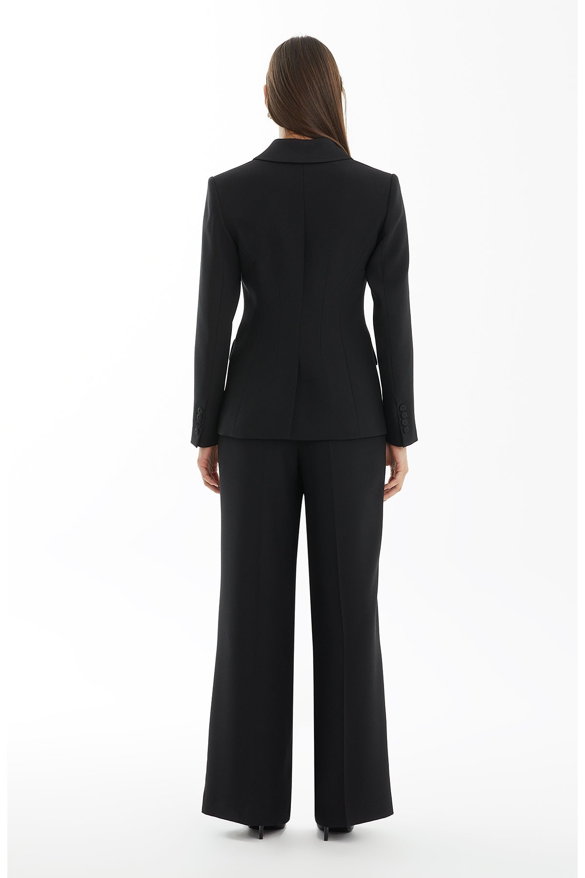 Black Blazer Jacket with Satin Collar Detail
