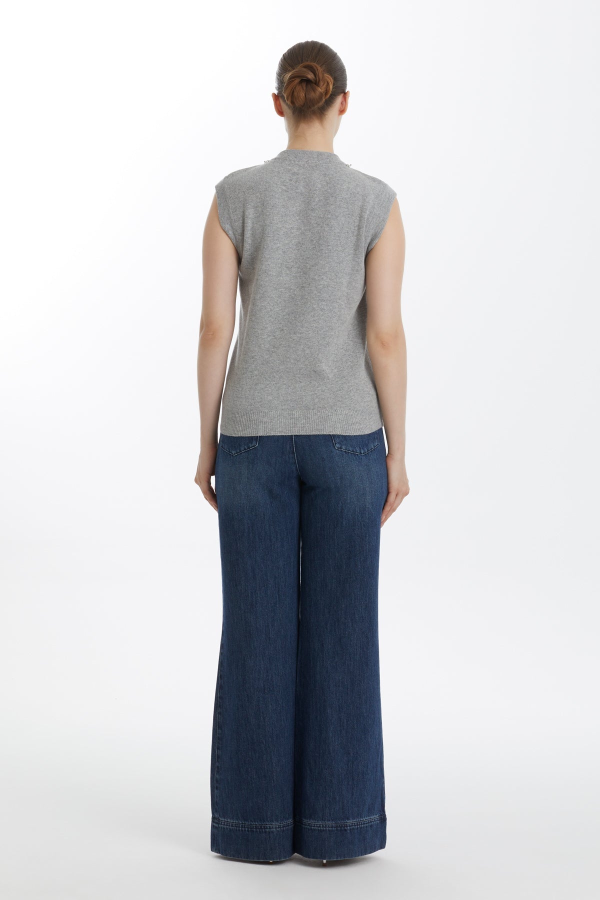 Embroidered Sleeveless Wool-Blend Knit Top