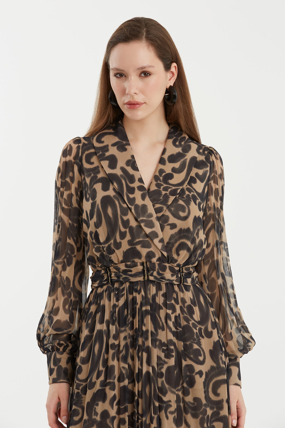 Patterned Dress with Embroidery Detail