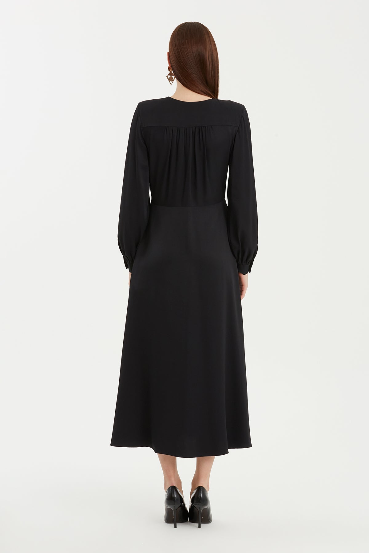 Black Halter Neck Dress with Bead Embroidery