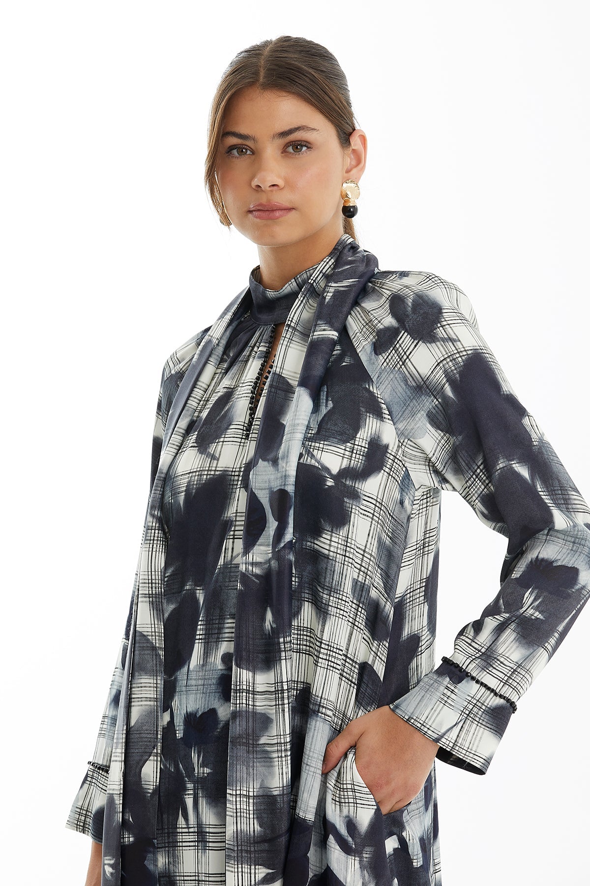 Floral Check Pattern Dress