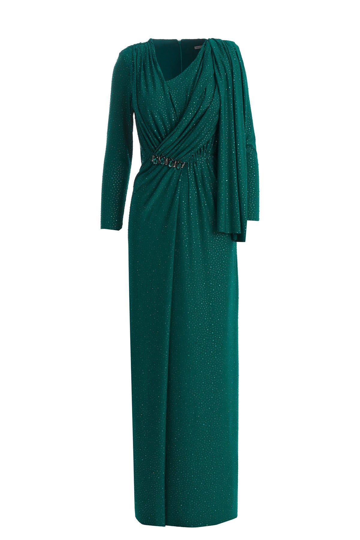 Green Green Embroidered Gathered Dress