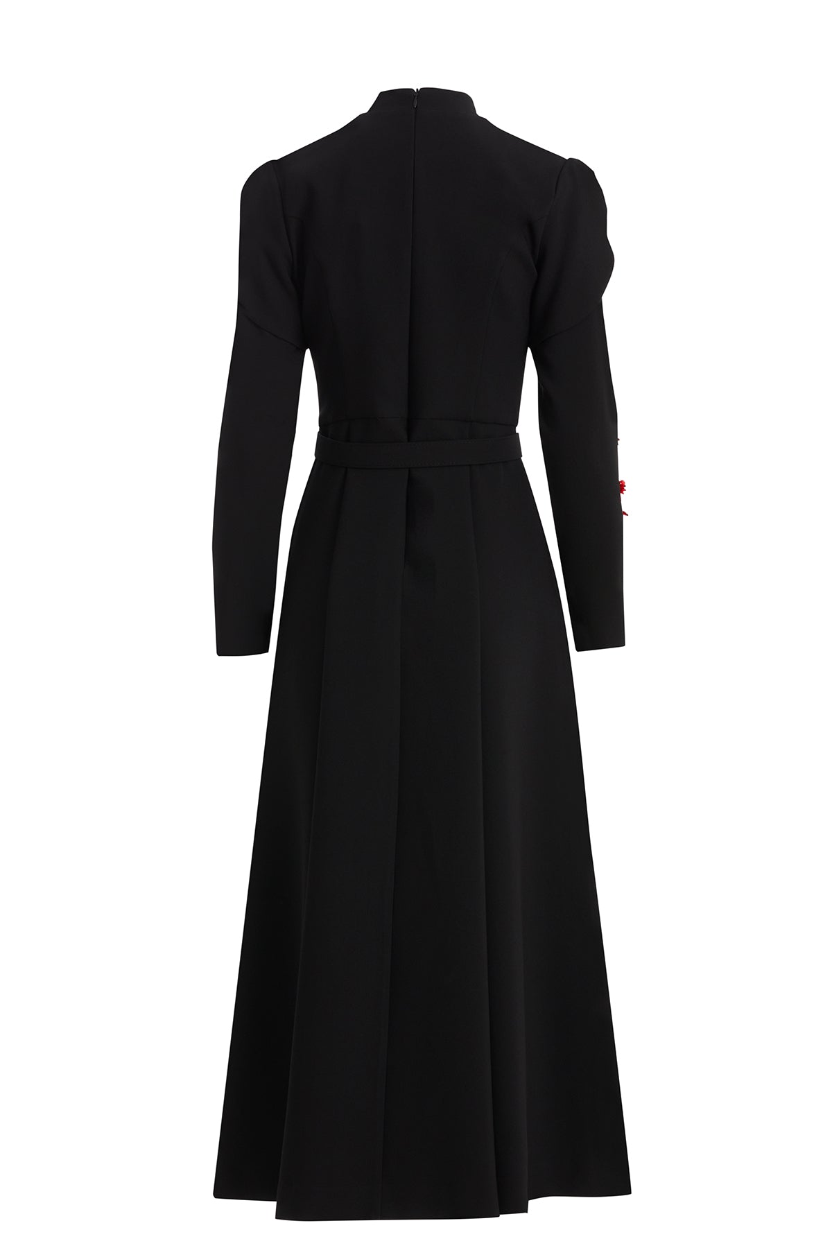 Black Dress with Embroidered Sleeve Detail
