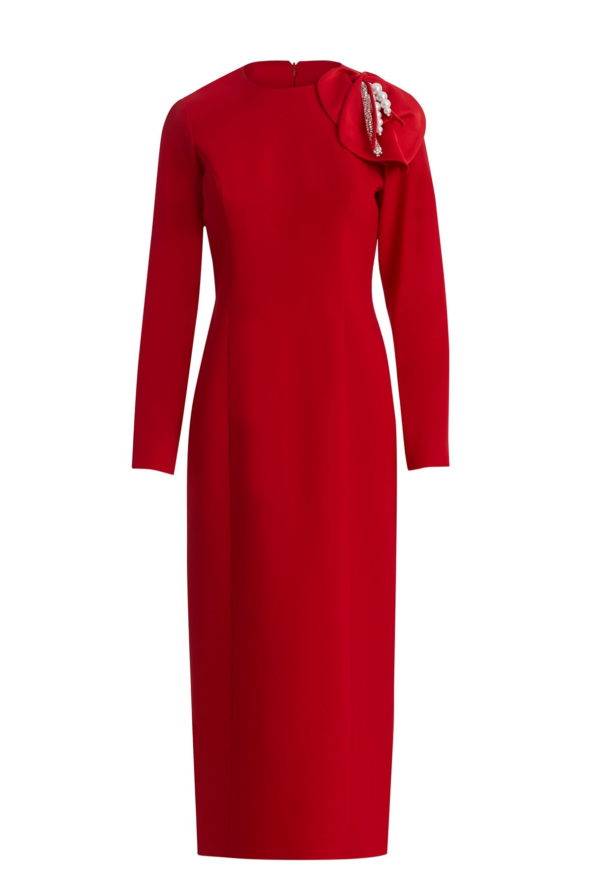 Red Dress with Shoulder Accessory Detail