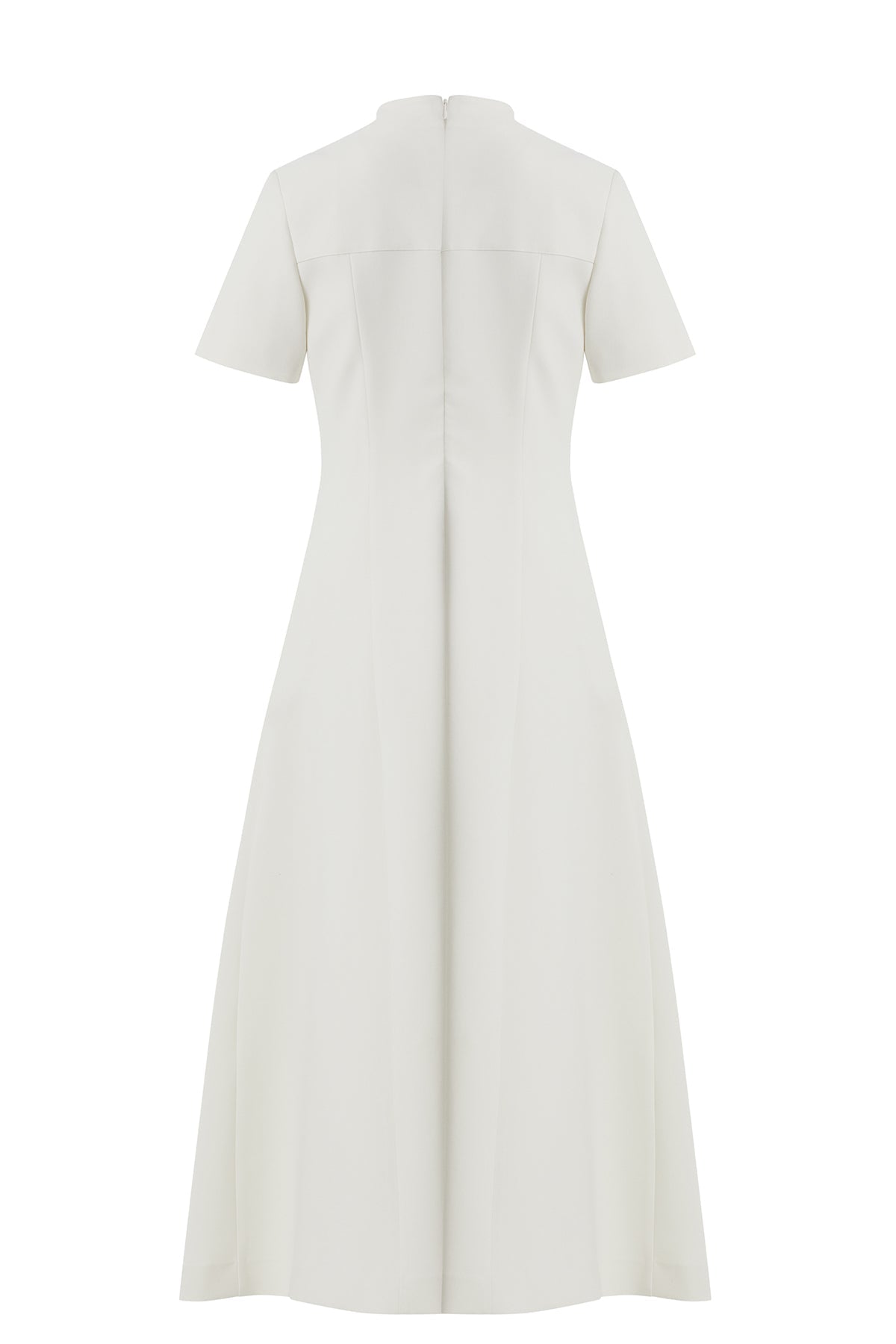 Ecru Pleated Dress with Slit Detail
